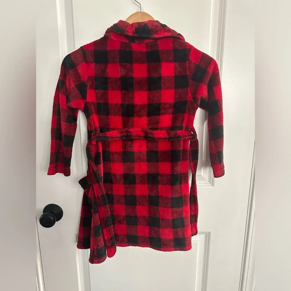 Wonder Nation Black & Red Buffalo Print Boy Robe Size 6/7 (S)